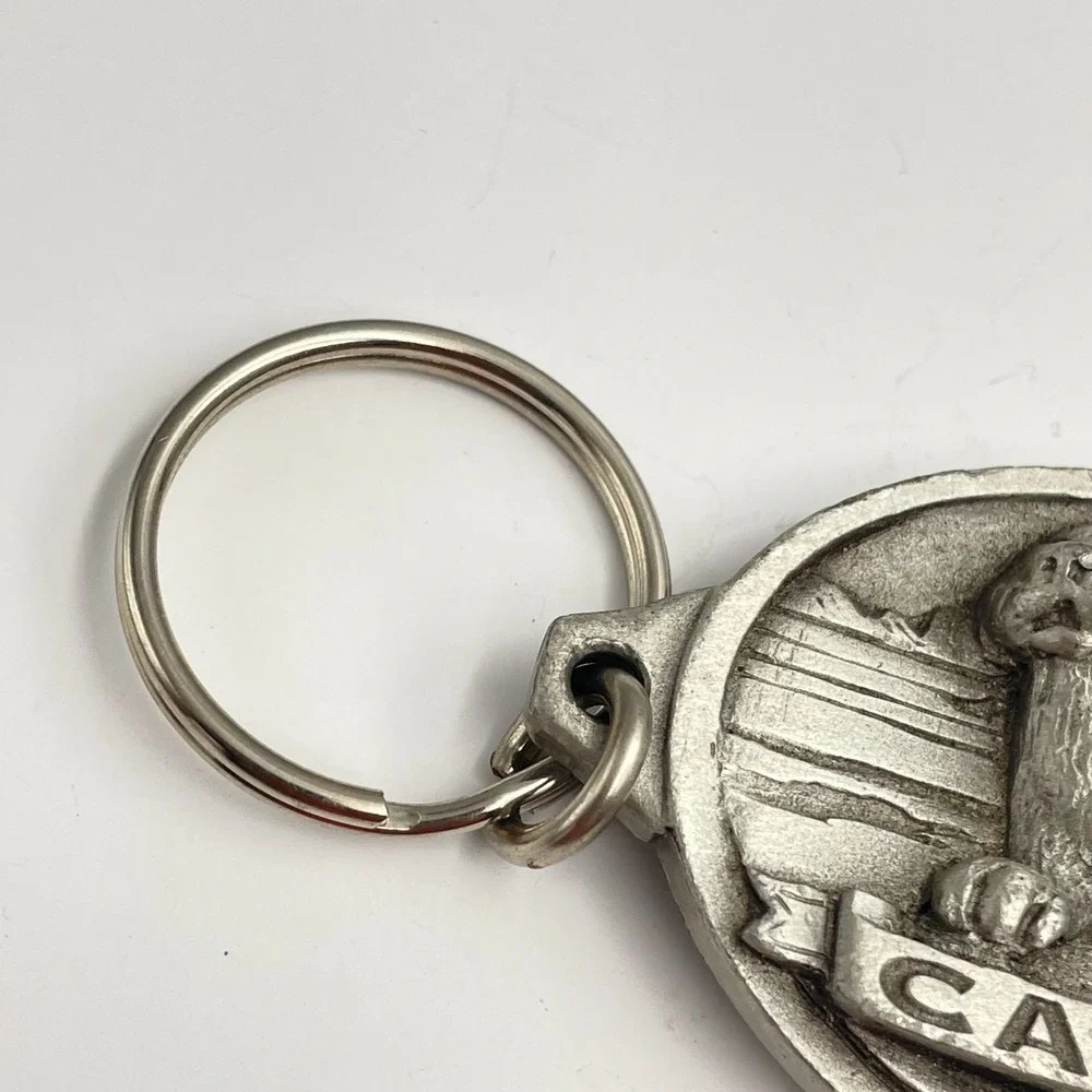 Vintage 90s Canada Souvenir Animal Pup Wildlife‎ Pewter Keychain Charm Jewelry